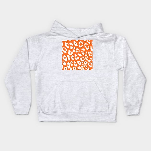 White Leopard Print Orange Kids Hoodie by BlakCircleGirl